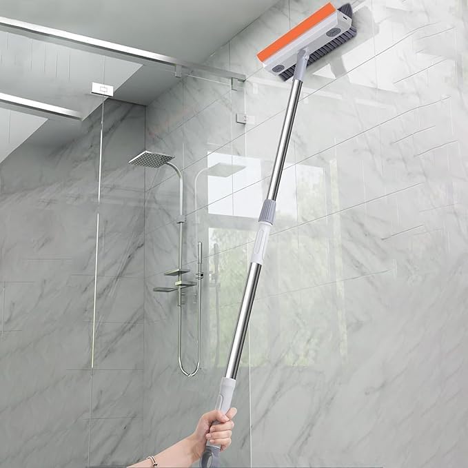 Rukshv 3 in 1 Toilet Bathroom Cleaning Brush with Wiper and Long Handle - 180° Rotate Floor Scrub Brush for Tiles, Home Kitchen Bathroom Accessories (3 in 1 Toilet Bathroom) - Image 2