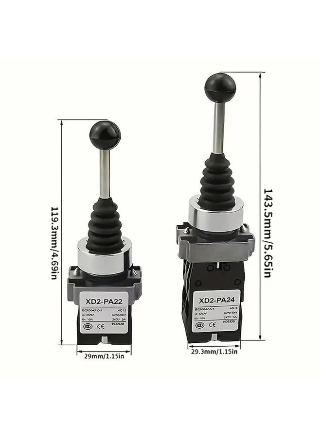 XD2 PA24 عصا تحكم صناعية مفتاح 2 4 مواضع إرجاع زنبركي جهات اتصال نحاسية وضعي التشغيل اللحظي والثابت - Image 3