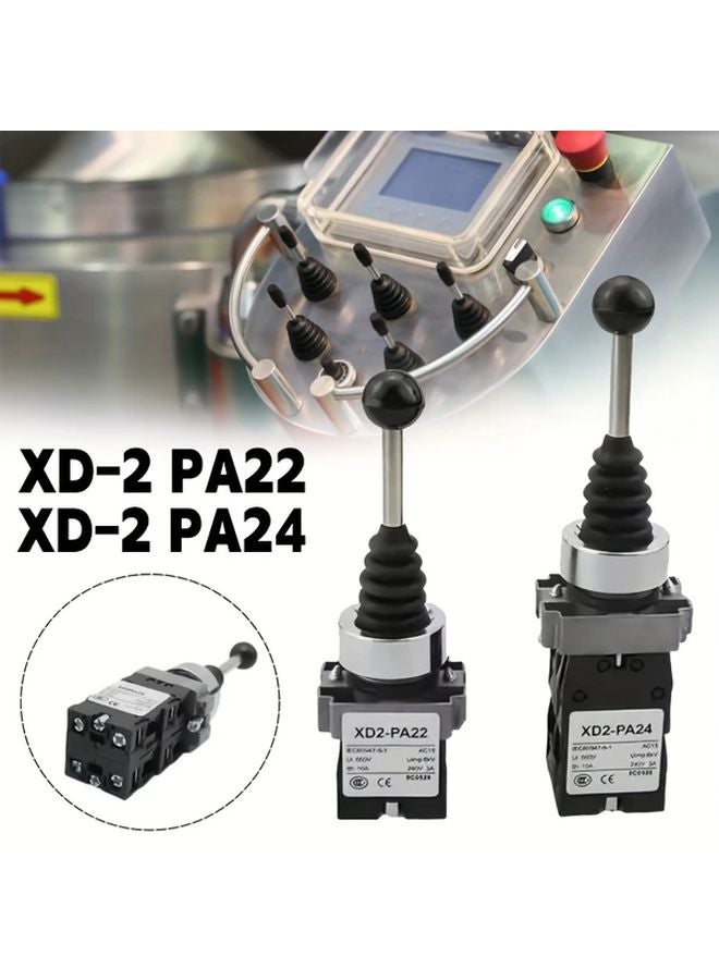 XD2 PA24 عصا تحكم صناعية مفتاح 2 4 مواضع إرجاع زنبركي جهات اتصال نحاسية وضعي التشغيل اللحظي والثابت - Image 2