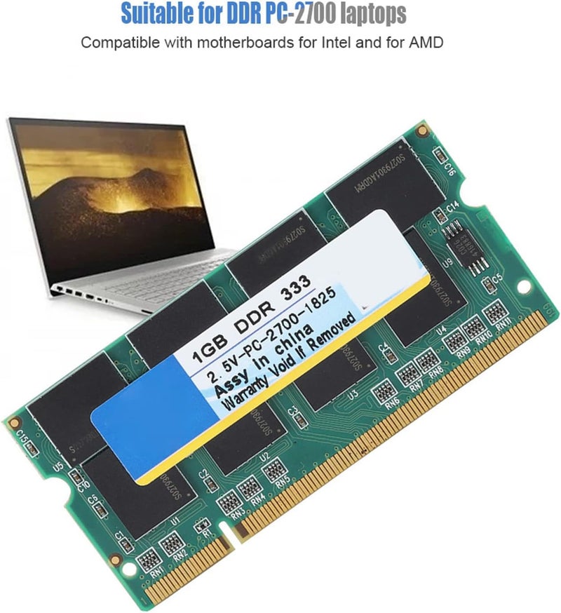 كيميس 1 جيجابايت 333 ميجاهرتز DDR PC-2700 رام لابتوب، توافق كامل مع أجهزة الكمبيوتر المحمولة والمكتبية، سرعة عالية، أداء مستقر ورقاقات عالية الجودة - Image 2