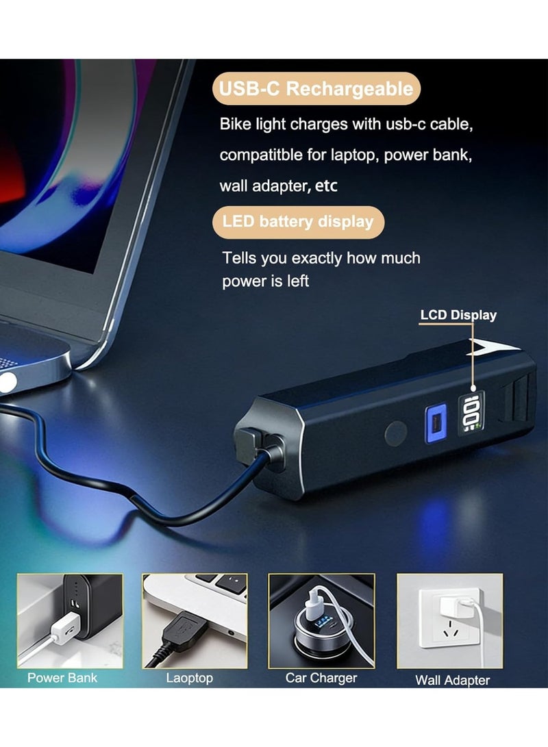Bike Lights for Night Riding, USB-C Rechargeable – 5 Modes, LED Display & Auto Sensor - Image 4