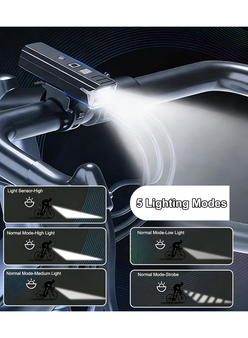 Bike Lights for Night Riding, USB-C Rechargeable – 5 Modes, LED Display & Auto Sensor - Image 5