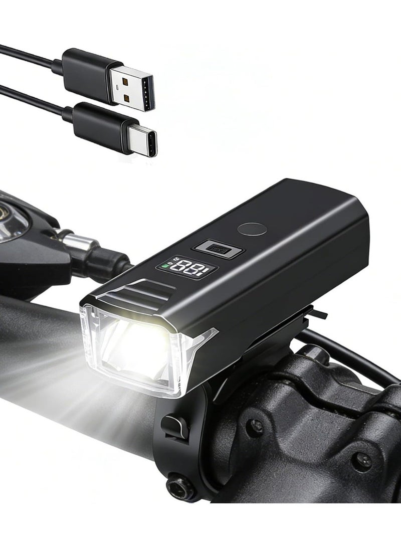 Bike Lights for Night Riding, USB-C Rechargeable – 5 Modes, LED Display & Auto Sensor - Image 1