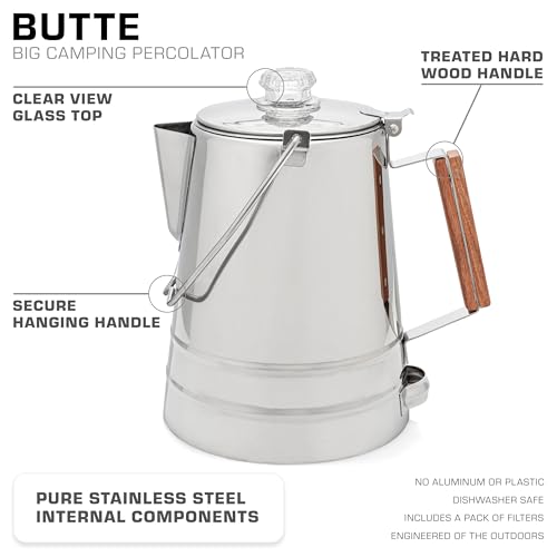 COLETTI Butte Coffee Percolator Camping — Percolator Coffee Pot, NO Aluminum or Plastic [14 Cup] - Image 2