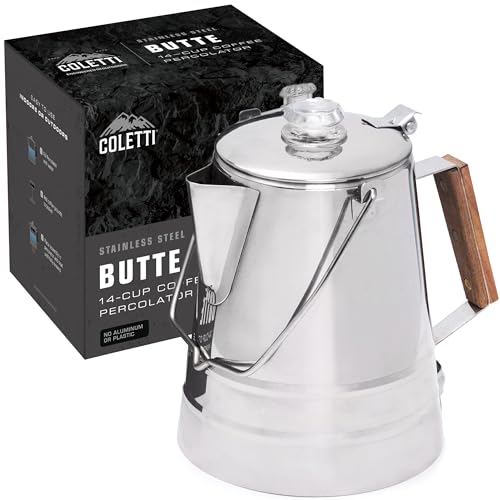 COLETTI Butte Coffee Percolator Camping — Percolator Coffee Pot, NO Aluminum or Plastic [14 Cup] - Image 1