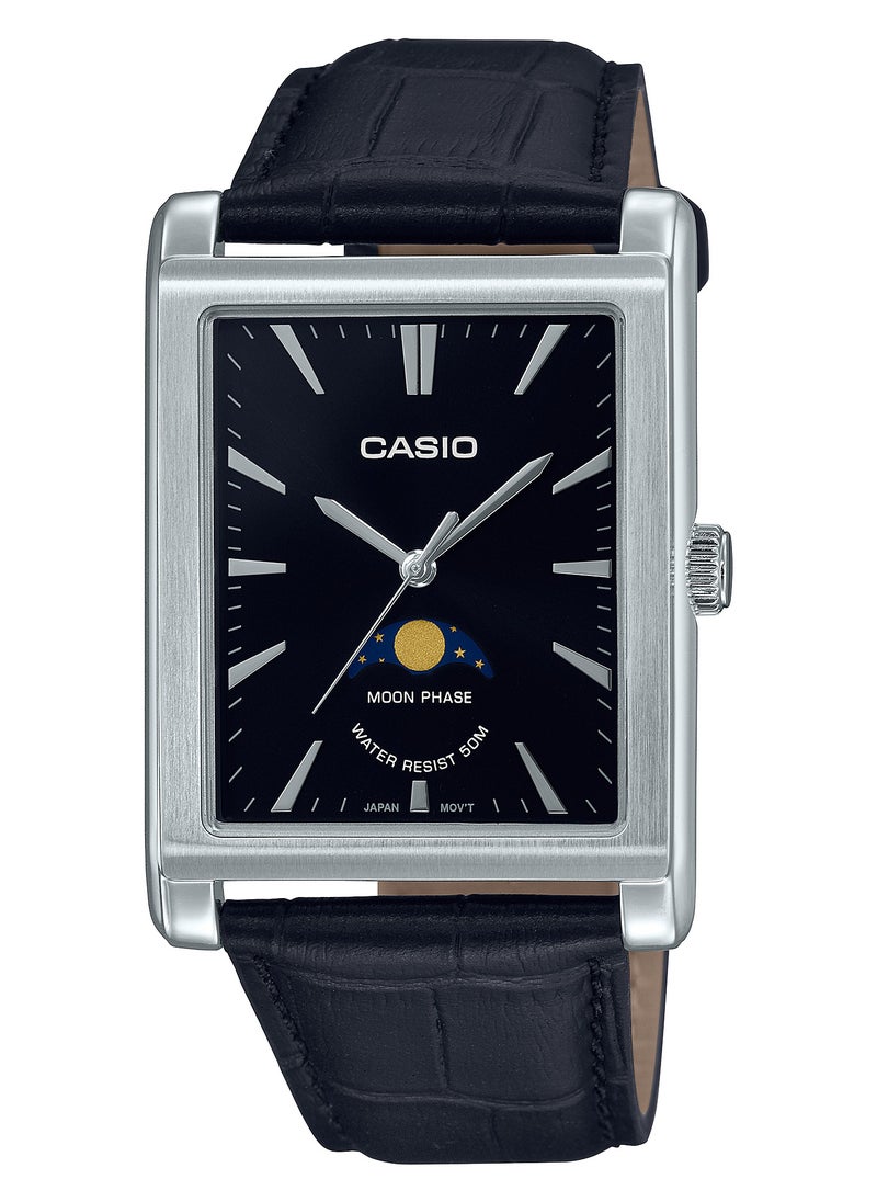 CASIO - MTP-M105L-1AVDF Moon Phase Executive Unisex Black Dial Stainless Steel - Image 1