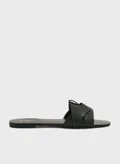 ELLA Croc Effect Woven Design Flat Sandal