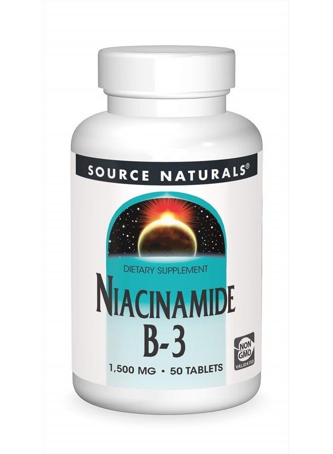Source Naturals نياسيناميد B-3، 1500 ملغ مكمل غذائي - 50 قرص - Image 1
