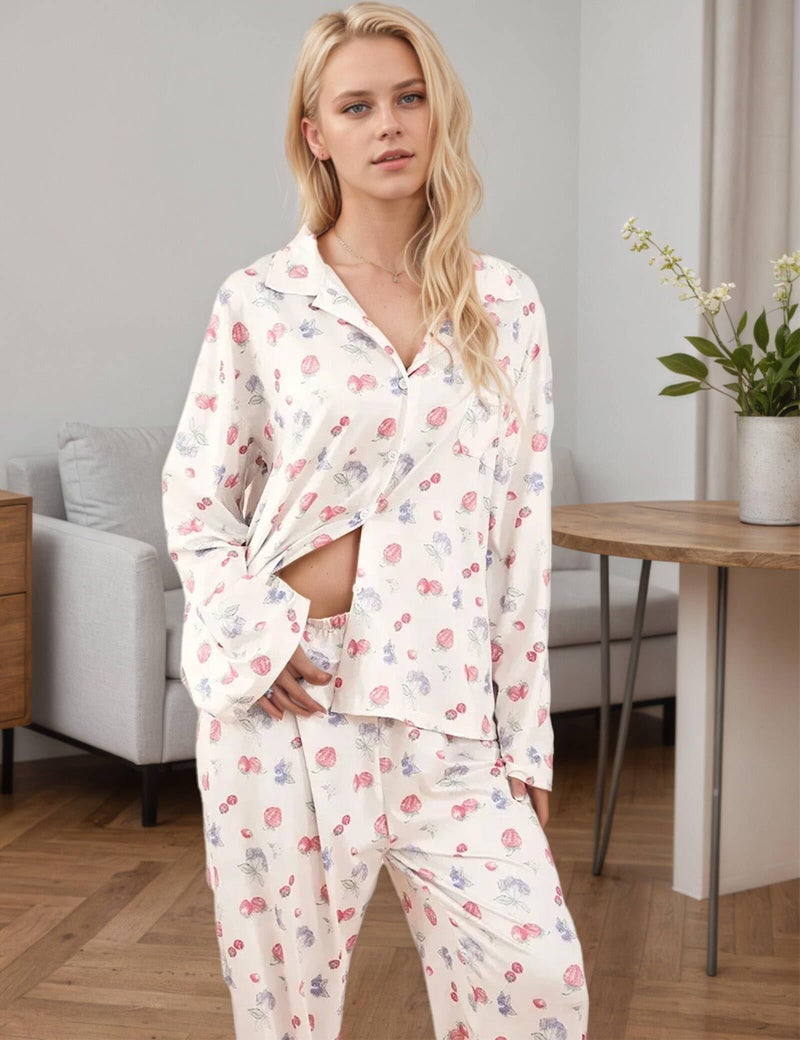 TIKITIDES Rollers Rabbits Pajamas Cute Fruit Pj Sets Floral Pajamas Sofias Grainges Pajama Long Sleeve Pajama Sets - Image 4