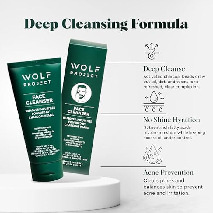 The Wolf Project Wolf Project Activated Charcoal Beads Korean Face Wash - Charcoal Face Cleanser with Oil Control Prevents Acne, Deeply Cleanses, Hydrates and Moisturizes Skin. Natural Facial Cleanser - Image 4