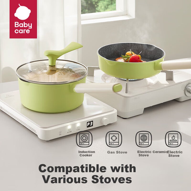 JD Jing Zao Babycare Upgraded Baby Food Pot, Infant Milk Pot, Children's Frying Pan, Non-Stick Pan, Multifunctional Silicone Pot And Spatula - Yuanli Qing - Image 4