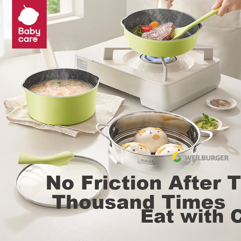JD Jing Zao Babycare Upgraded Baby Food Pot, Infant Milk Pot, Children's Frying Pan, Non-Stick Pan, Multifunctional Silicone Pot And Spatula - Yuanli Qing - Image 5