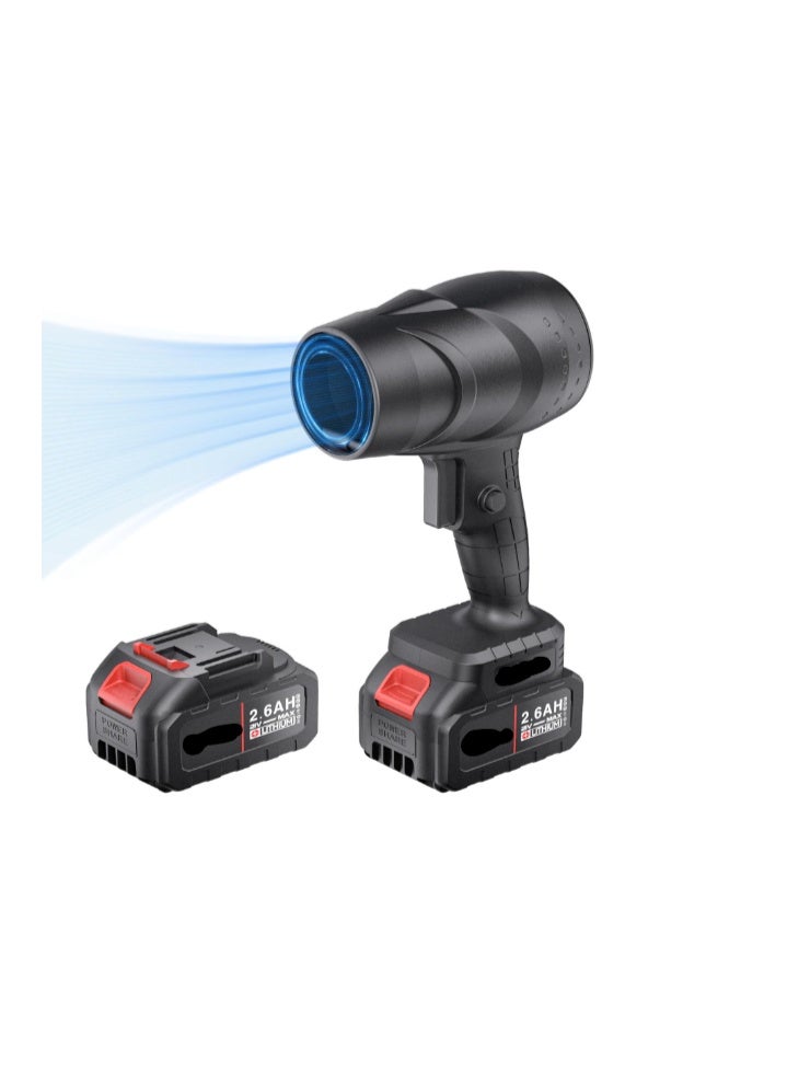 منفاخ توربو جيت - منفاخ هواء توربو فائق الطاقة لاسلكي بسرعة رياح تصل إلى 130 ميلاً في الساعة، ومنفاخ أوراق صغير قابل لإعادة الشحن بقوة 21 فولت ومنفاخ هواء لمجفف السيارة (مع بطارية متضمنة)، وأداة تنظيف وتجفيف محمولة عالية الضغط - Image 1