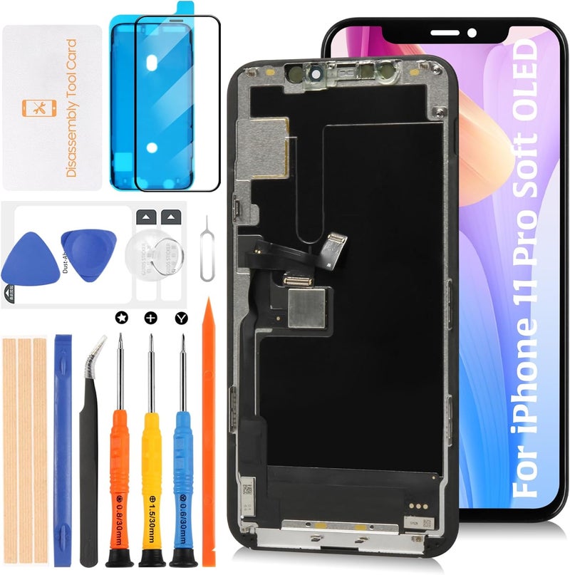 Olivechard Soft OLED 11 Pro LCD Screen Replacement for iPhone 11 Pro 5.8 inch [Soft OLED,NOT LCD] 3D Touch OLED LCD Display Touch Digitizer Screen Assembly A2215 A2160 A2217 with Repair Tools - Image 1