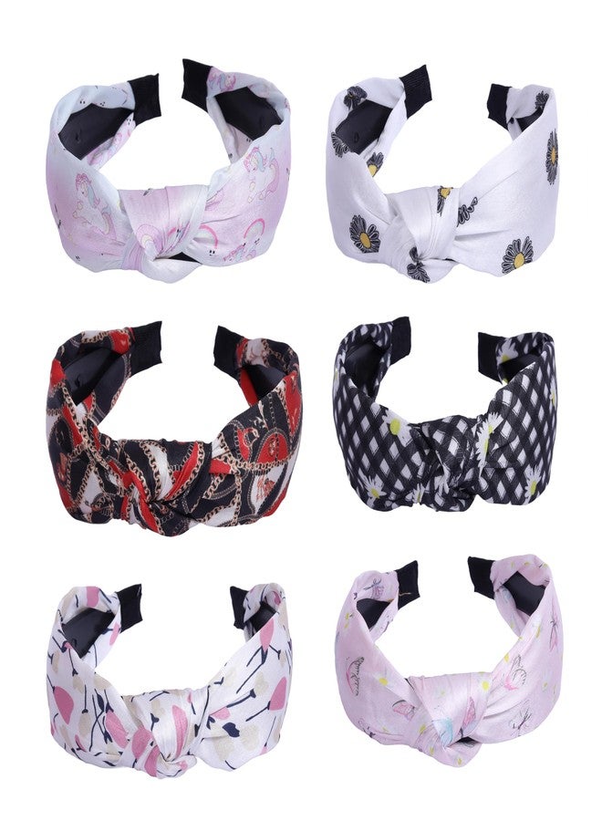 Luxelocks Women's Knotted Headbands, Pack of 6, Multi-Colour,cute prints knot headband for women & girls - Image 1