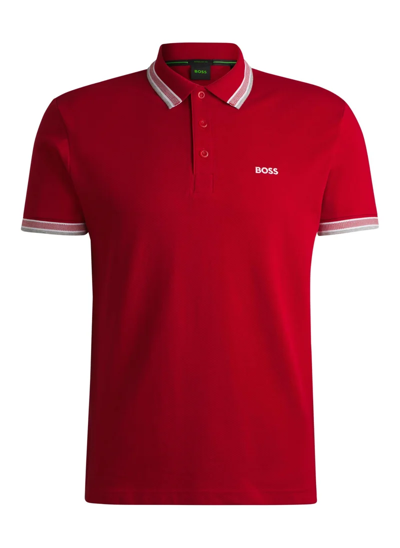 BOSS Cotton-piqué Paddy polo shirt with contrast logo