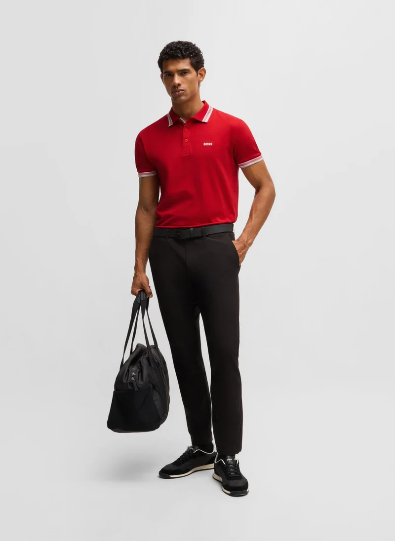 BOSS Cotton-piqué Paddy polo shirt with contrast logo