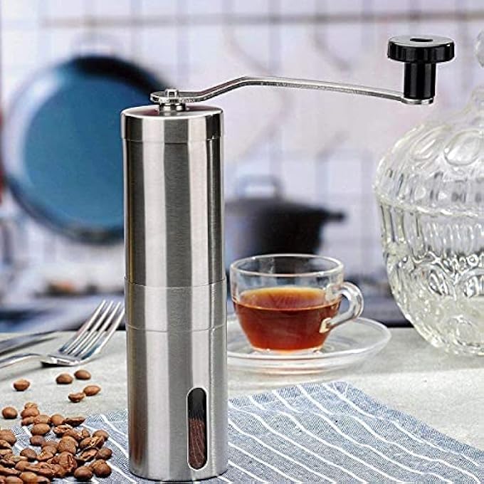 eWINNER Stainless Steel Manual Coffee GrinderAdjustable Burr MillPortable Hand Crank Coffee Bean Grinder For EspressoFrench PressCold BrewCompactQuietPerfect For TravelCamping  Home Use - Image 4