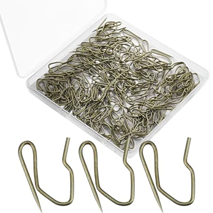 Shappy 120 Pack Drapery Hooks Pins for Curtains, Metal Pinch Pleat Hooks with Clear Box 1.2 Inch for Window Door and Shower Curtain(Antique Brass) - Image 4