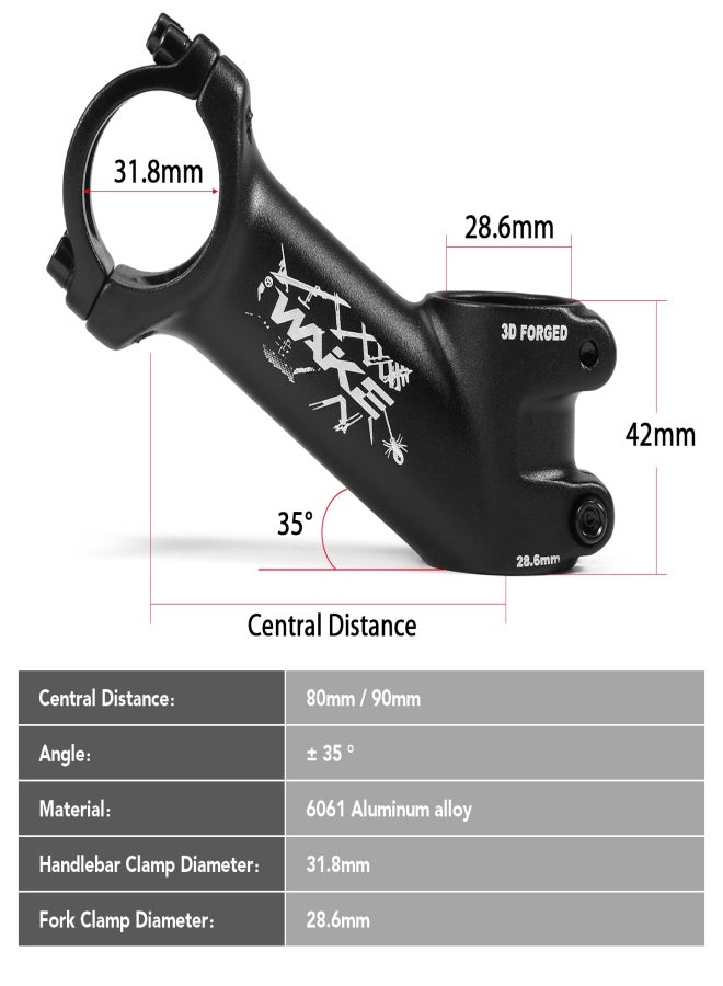WAKE 35 Degree Bicycle Stem Ultralight Bicycle Stem Mountain Road Bike Stem for 31.8mm Handlebar - Image 4