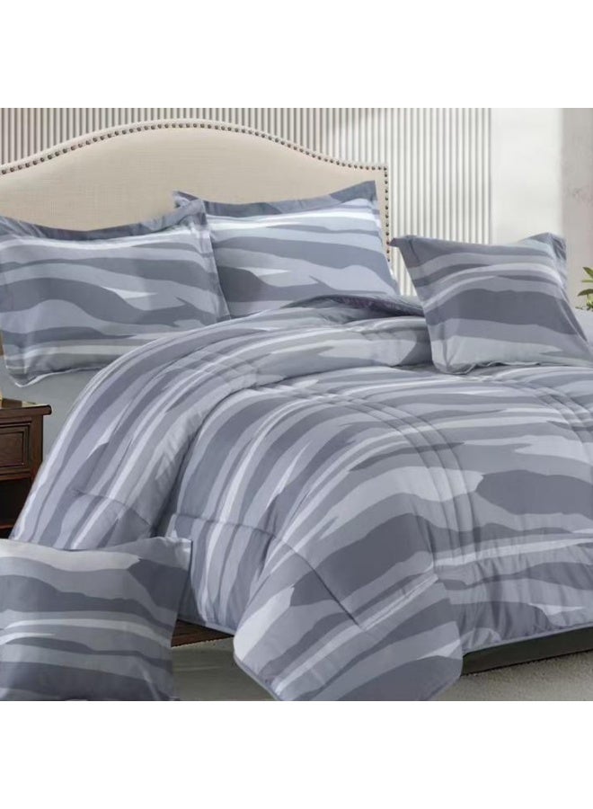 بلو سكاي مفرش سرير نفر ونص من المايكروفايبر بنسبة 100% ، غطاء سرير ، قابل للاستخدام على الوجهين، طقم مفارش بحشوة مريحة ، طقم نوم يتكون من 4 قطع ( مفرش بحشوة + واقي مرتبة + كيس مخدة + كيس وسادة مربعة ) مقاس المفرش 170X230 سم ومقاس المغاط 140x200 سم ( اللون نفس الصورة) - Image 3