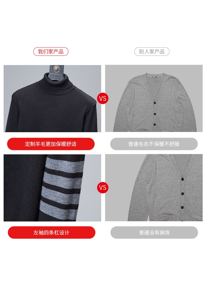 Generic - TB BROWIN New Wool Sweater Unisex High-Neck UK Style Light gray - Image 1