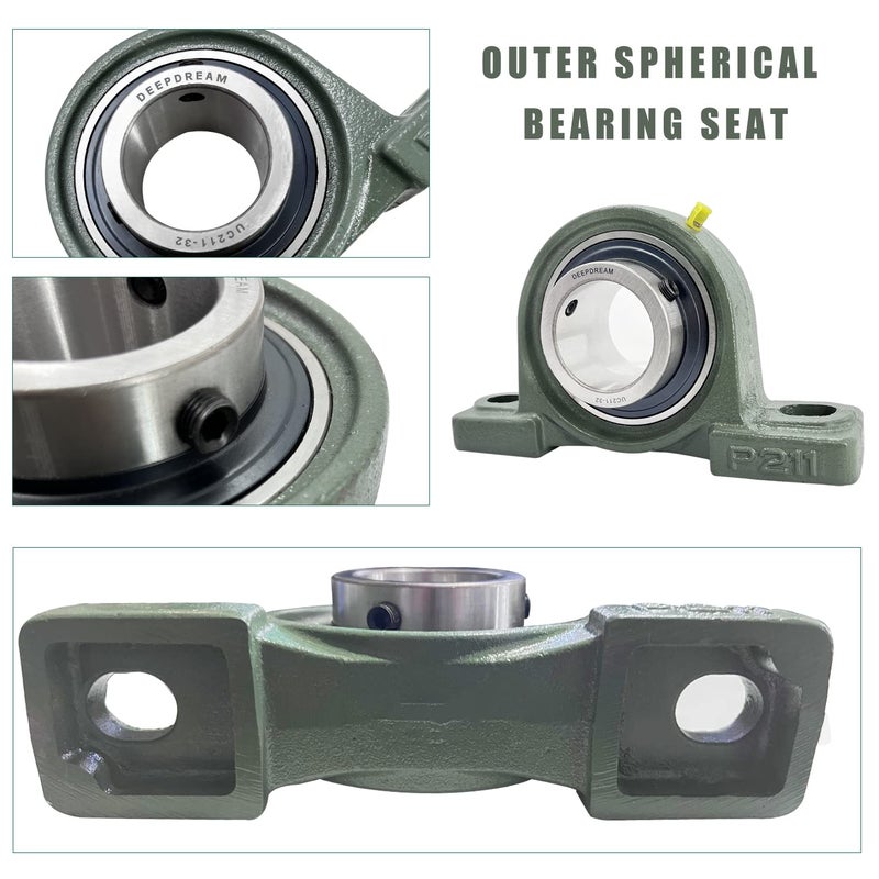 DEEPDREAM UCP211-32 Pillow Block Premium Solid Base 2" inch Inside Diameter (2 Pack) - Image 3