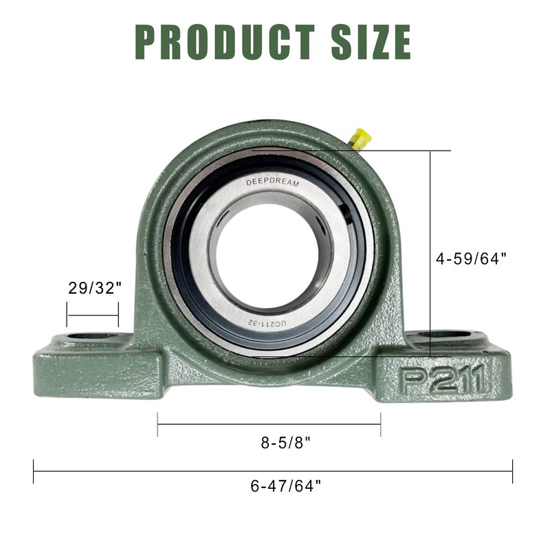 DEEPDREAM UCP211-32 Pillow Block Premium Solid Base 2" inch Inside Diameter (2 Pack) - Image 2