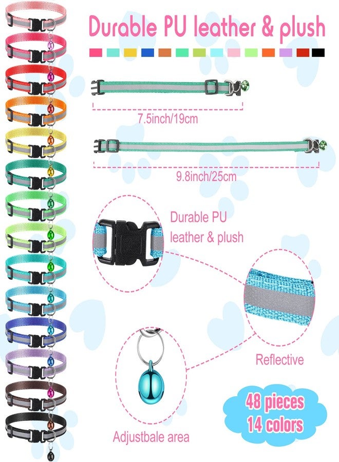 Amylove 42 Pcs Puppy Collars for Litter Puppy ID Collar with Bell 7.5-12.6 Inch Adjustable Collars for Newborn Dog Cat Nylon Safety Cat Collar for Cats Dogs Pet Supplies (Reflective) - Image 4