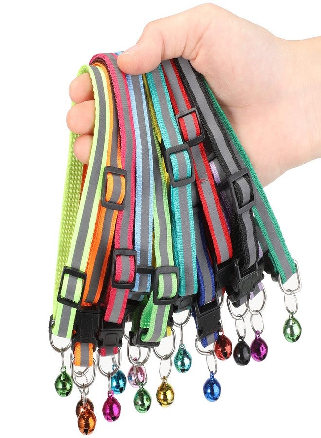 Amylove 42 Pcs Puppy Collars for Litter Puppy ID Collar with Bell 7.5-12.6 Inch Adjustable Collars for Newborn Dog Cat Nylon Safety Cat Collar for Cats Dogs Pet Supplies (Reflective) - Image 2