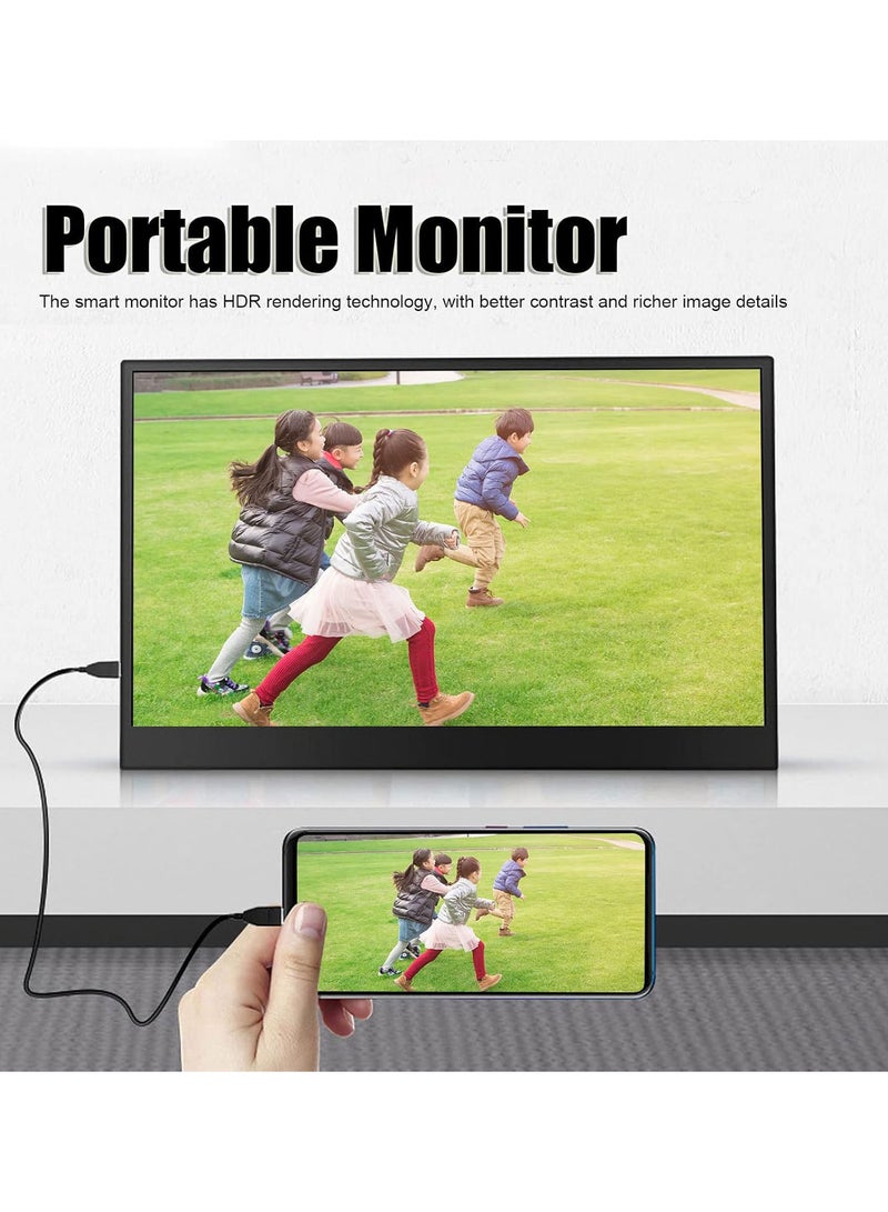 GGOOT Portable Monitor, 17.3 Inch HDR 1600x900P Large Screen External Travel Monitor with Dual Speaker, USB C HDMI Second External Monitor 300CD/M2 Brightness for Laptop, Desktop, Phones, Tablet  - Image 2