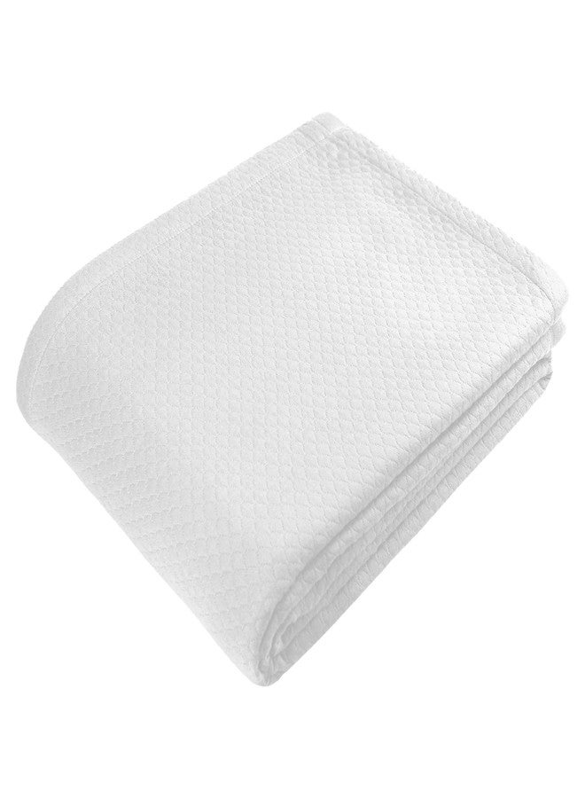 COTTON CRAFT Soft Cotton Blanket Coverlet - Plush French Matelassé Diamond- Thermal All Season Cooling Throw Blanket - Breathable Skin Friendly Luxurious Layer Bed Spread -Sofa Travel Dorm- Twin White - Image 1