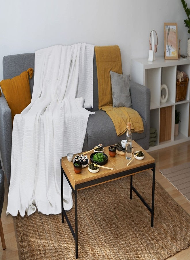 COTTON CRAFT Soft Cotton Blanket Coverlet - Plush French Matelassé Diamond- Thermal All Season Cooling Throw Blanket - Breathable Skin Friendly Luxurious Layer Bed Spread -Sofa Travel Dorm- Twin White - Image 3