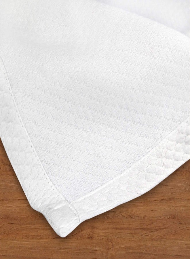 COTTON CRAFT Soft Cotton Blanket Coverlet - Plush French Matelassé Diamond- Thermal All Season Cooling Throw Blanket - Breathable Skin Friendly Luxurious Layer Bed Spread -Sofa Travel Dorm- Twin White - Image 2