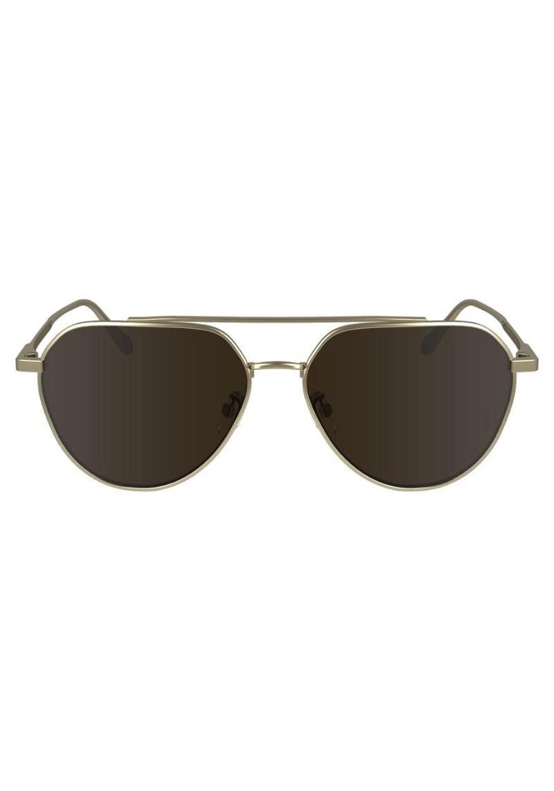 CALVIN KLEIN نظارات شمسية كالفن كلاين طراز لمدة كاملة من المعدن طراز آفياتور CK24100S 5715 (720) اللون ذهب مات - Image 1