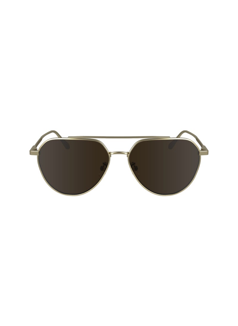 CALVIN KLEIN - نظارات شمسية كالفن كلاين طراز لمدة كاملة من المعدن طراز آفياتور CK24100S 5715 (720) اللون ذهب مات - Image 1