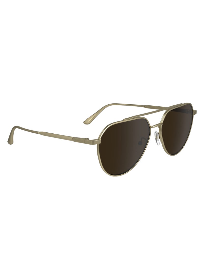 CALVIN KLEIN - نظارات شمسية كالفن كلاين طراز لمدة كاملة من المعدن طراز آفياتور CK24100S 5715 (720) اللون ذهب مات - Image 1