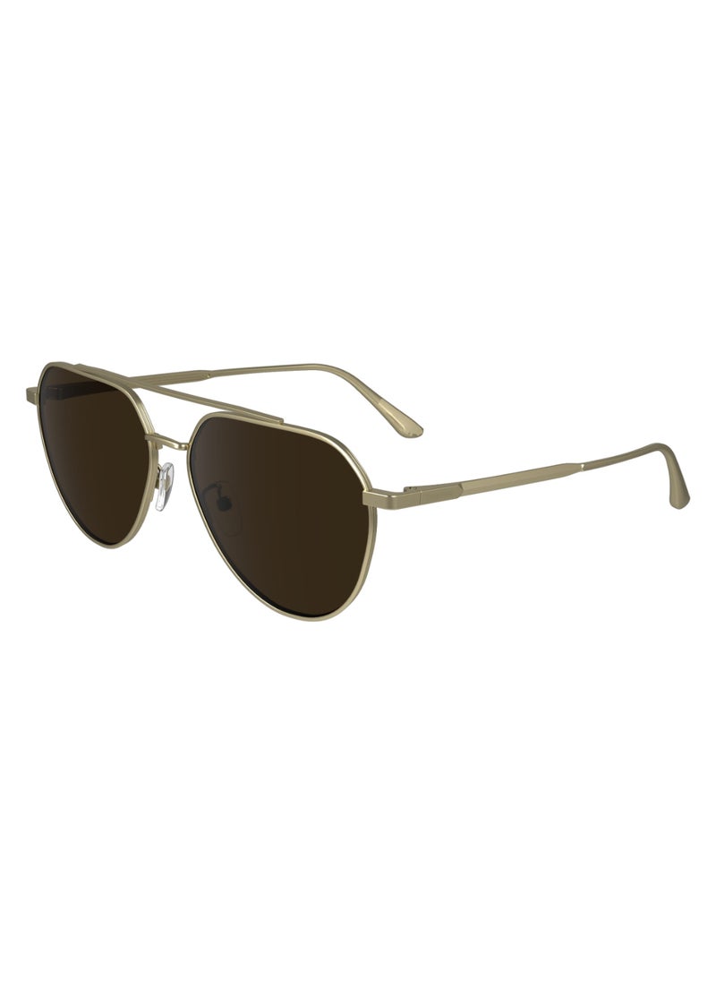CALVIN KLEIN - نظارات شمسية كالفن كلاين طراز لمدة كاملة من المعدن طراز آفياتور CK24100S 5715 (720) اللون ذهب مات - Image 1