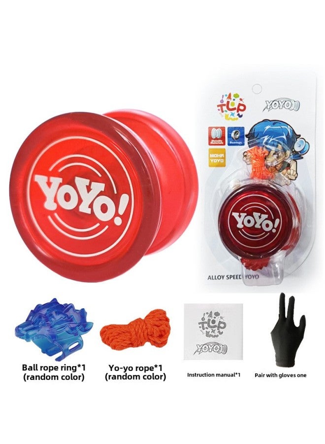 Special Alloy Yo-yo Yo Automatic Sleep Swing Dead Sleep Live Sleep YOYO Ball [send Gloves]]-Color:Transparent Solid Plastic Single-axis Yo-yo-red (no Lights) + Gloves - Image 1