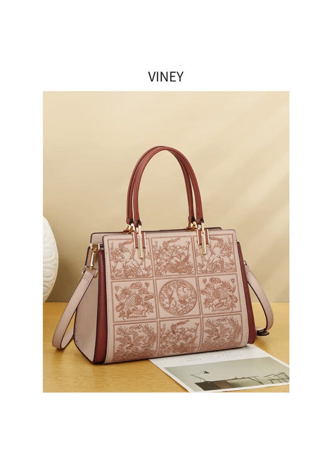 Viney Leather Handbag For Women, Tote Bag For Mothers, Middle-aged Crossbody Shoulder Bag, Practical And High-end Birthday And Mother's Day Gift - Image 3