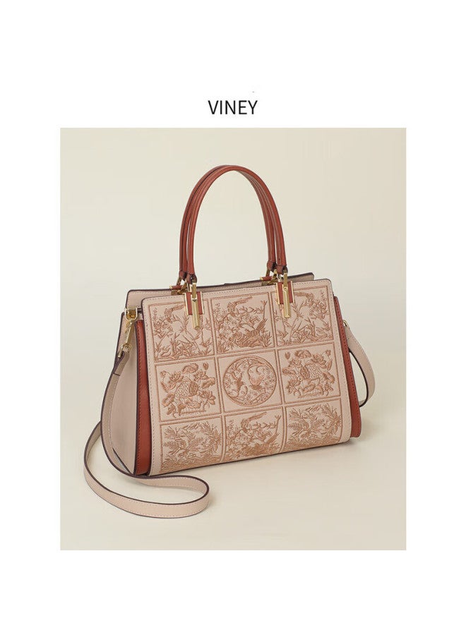Viney Leather Handbag For Women, Tote Bag For Mothers, Middle-aged Crossbody Shoulder Bag, Practical And High-end Birthday And Mother's Day Gift - Image 2