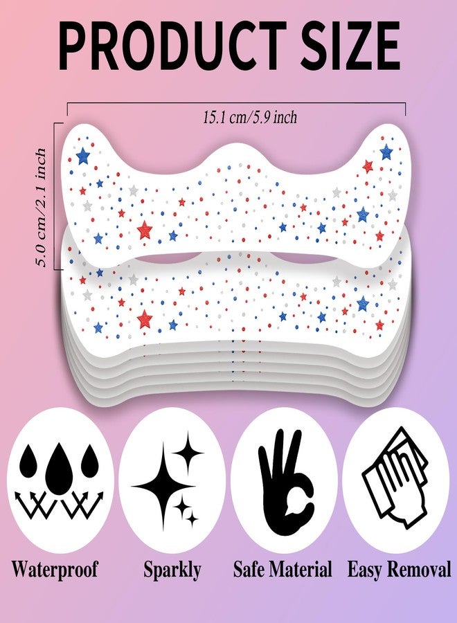 Paminify Patriotic American Flag Star Earrings and Red White Blue Glitter Freckles Face Tattoos,Independence Day 4th of July USA Earrings Outfit for Women,250th Fourth of July Accessories - Image 4