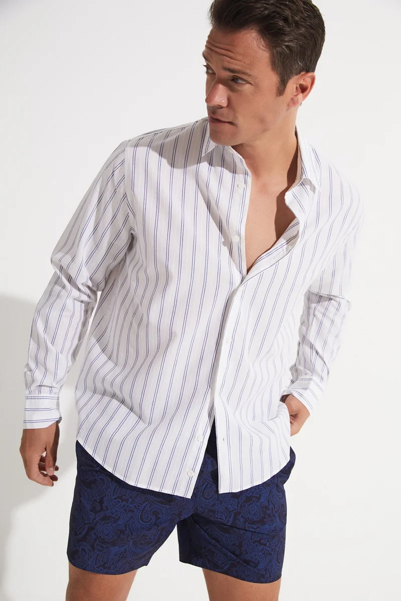 JUNE Men's Regular Fit Patterned Denim Shorts