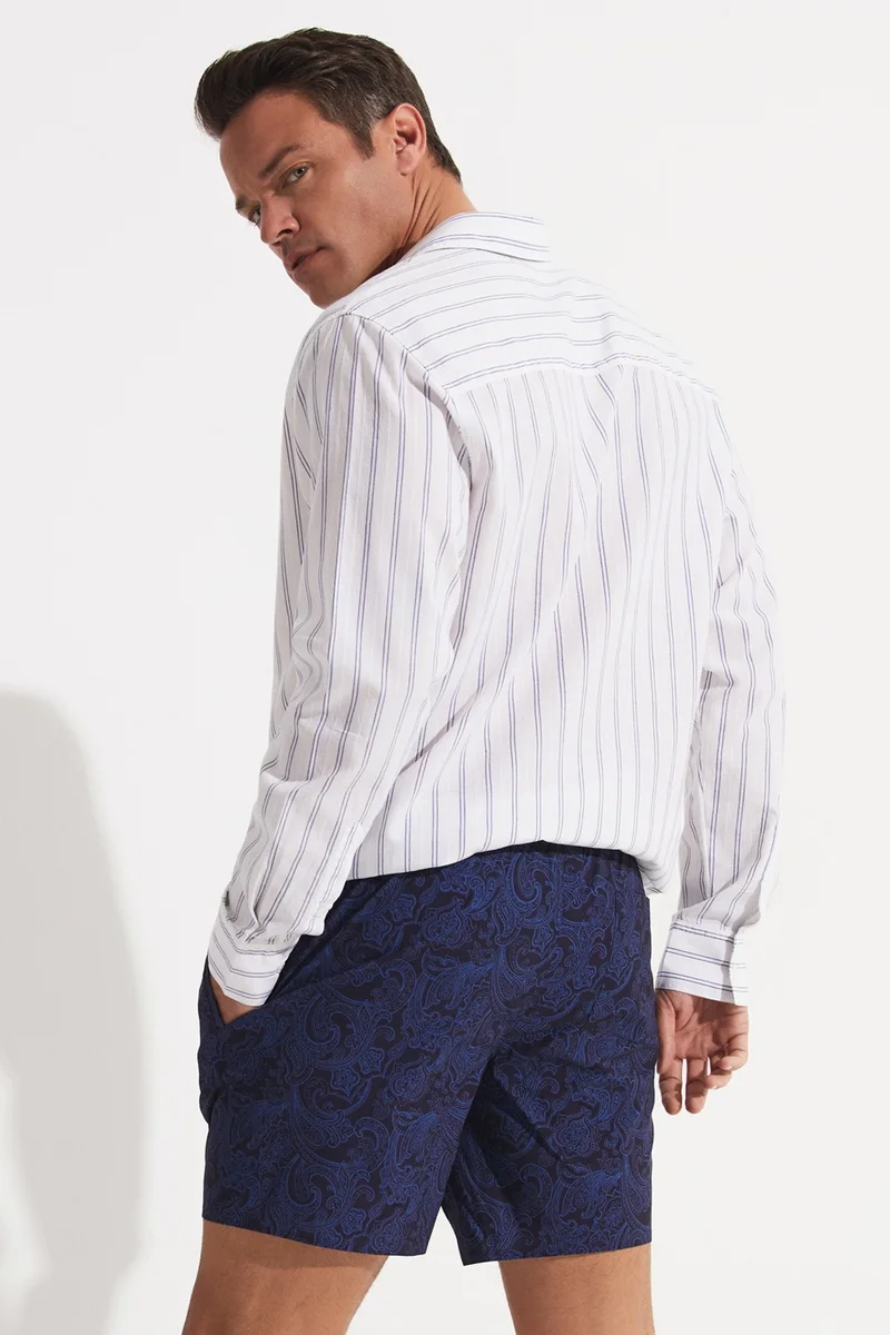 JUNE Men's Regular Fit Patterned Denim Shorts