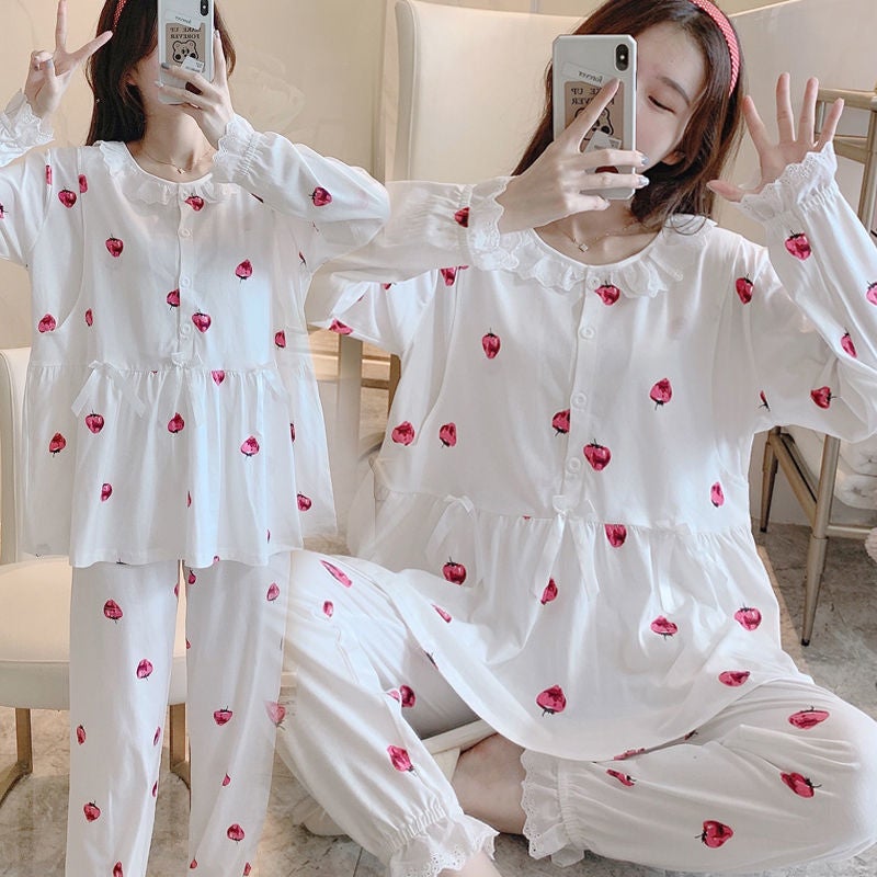 Cotton Maternity Nursing Pajamas for Spring Autumn 2011-4 Cherry Princess 