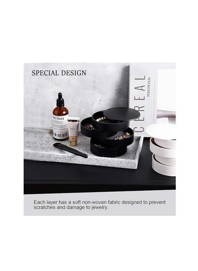 إسكدنيا صندوق مصغر لتنظيم الخواتم والمواضيع، حامل القطع المجوهرية للنساء، صحنة 4 طبقات متحركة لنقل الخواتم مع قبعة للسلسلات والخواتم (البيضاء) - Image 5