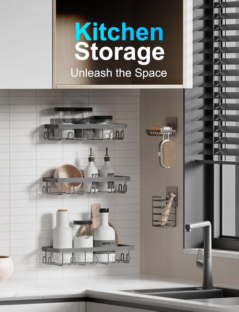 GVY Shower Caddy 5 Pack, Bathroom Organizers and Storage, Dark Gray - Image 5