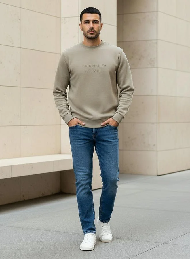 Iconic Iconic Men Regular Fit Slogan Embroidered Sweatshirt