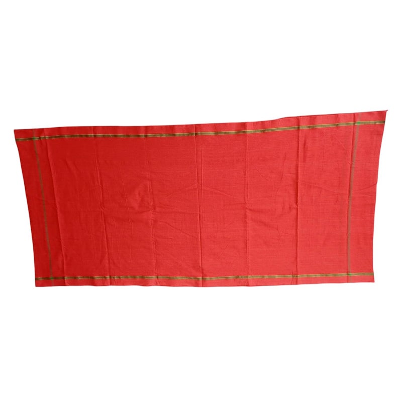 Cotton gamchaTowelPure Cottonnagpuri Style Traditional Handloom Towle for puja Ram lala gamcha angochha BathfaceHairHandSport bhagwa Traditional Thalpati Border Pack of 1 Red 1 - Image 4