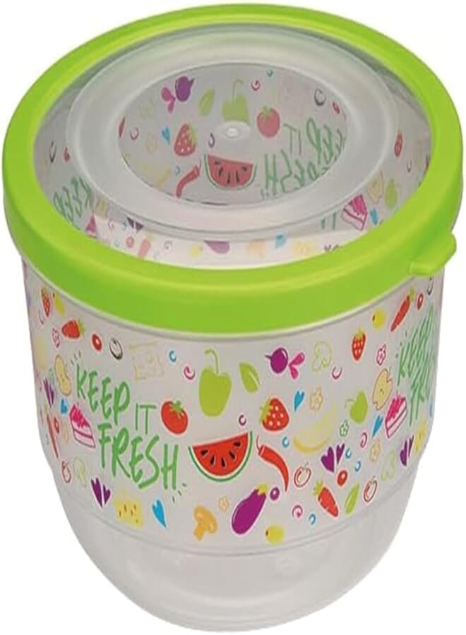 Ucsan Plastic Round Matte Trendy Container with Transparent Lid 1.8 Liters | Made in Turkey | M1407